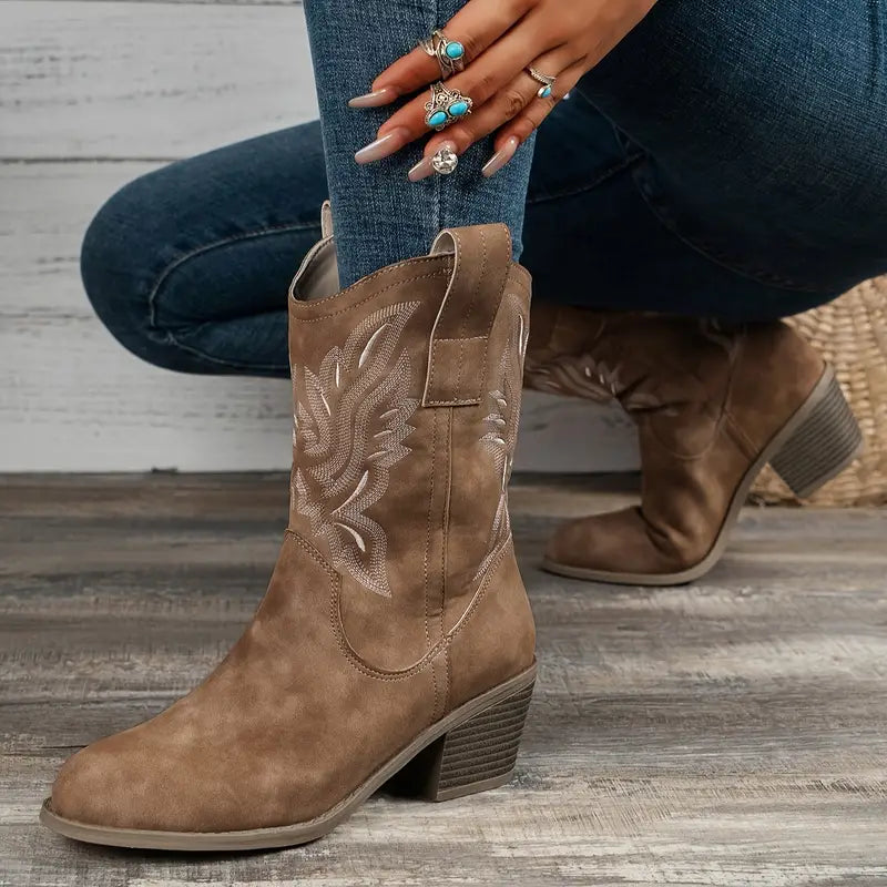 Bottes rétro à talons épais pour femmes | Élégantes