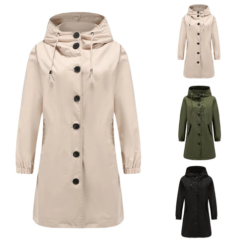 Women's Long Hooded Trench Coat | Lightweight and Stylish 
