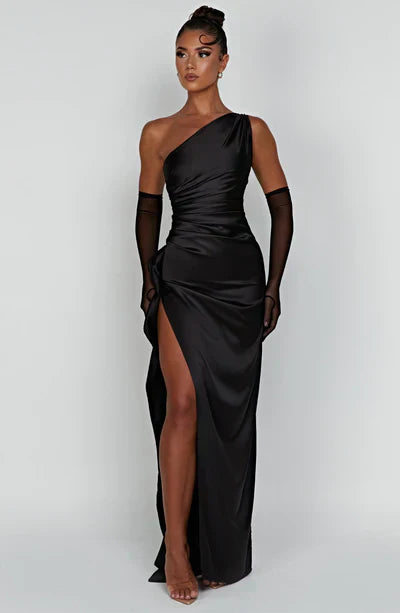 Robe Longue Satinée Femme Élégante | Asymétrique