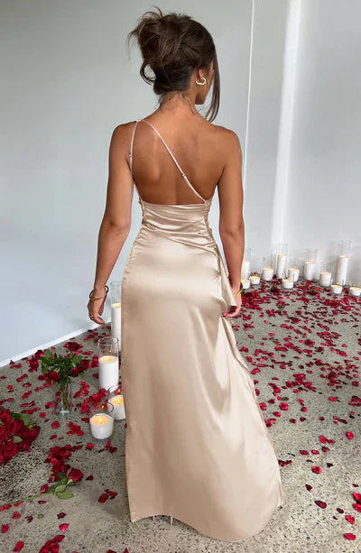 Robe Longue Satinée Femme Élégante | Asymétrique