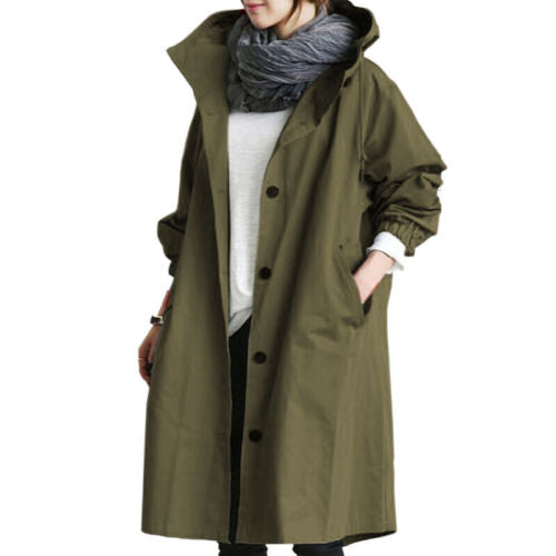 Women's Long Hooded Trench Coat | Lightweight and Stylish 