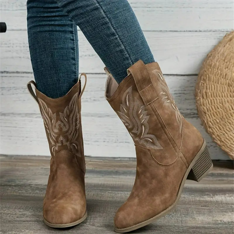 Bottes de cowboy à talons épais, élégantes