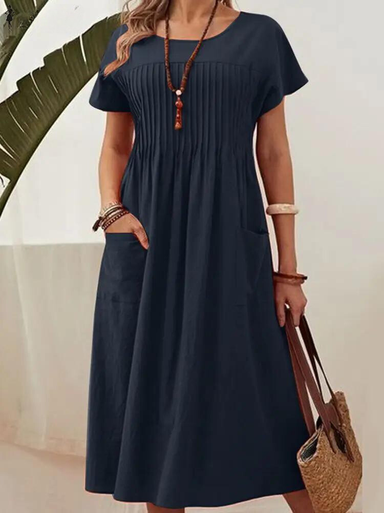 Béatrice® | Robe plissée élégante avec protection du ventre