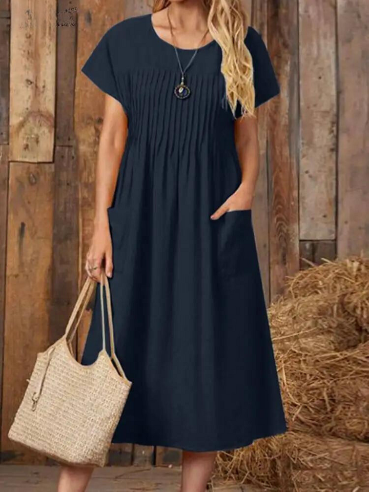 Béatrice® | Robe plissée élégante avec protection du ventre