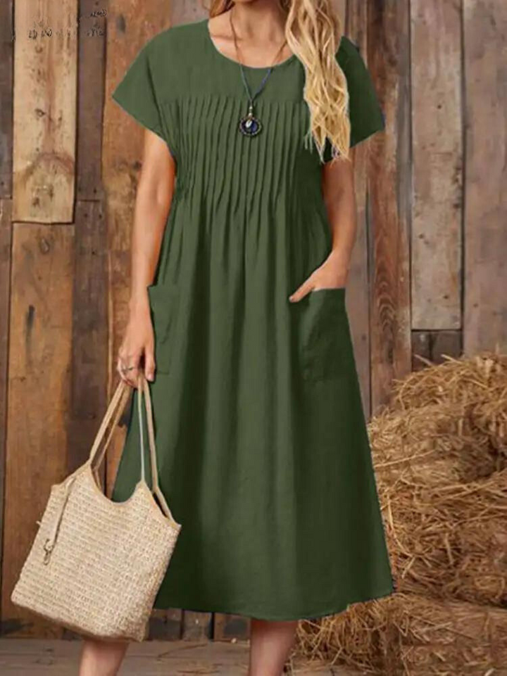 Béatrice® | Robe plissée élégante avec protection du ventre