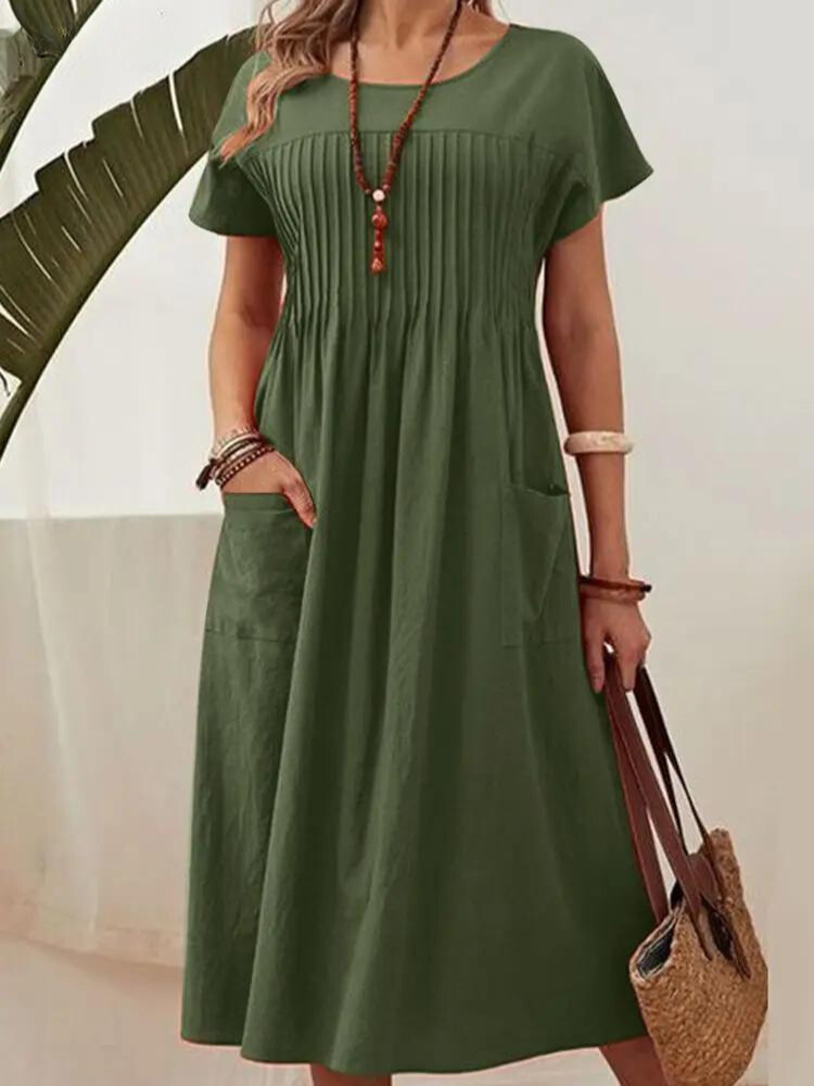 Béatrice® | Robe plissée élégante avec protection du ventre
