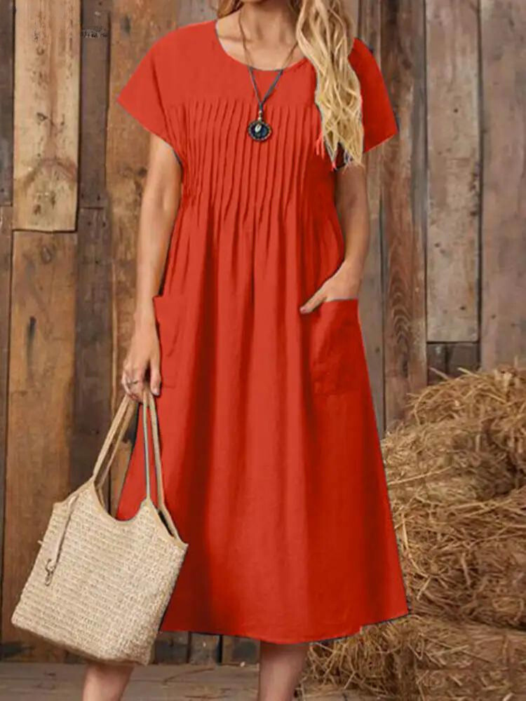 Béatrice® | Robe plissée élégante avec protection du ventre
