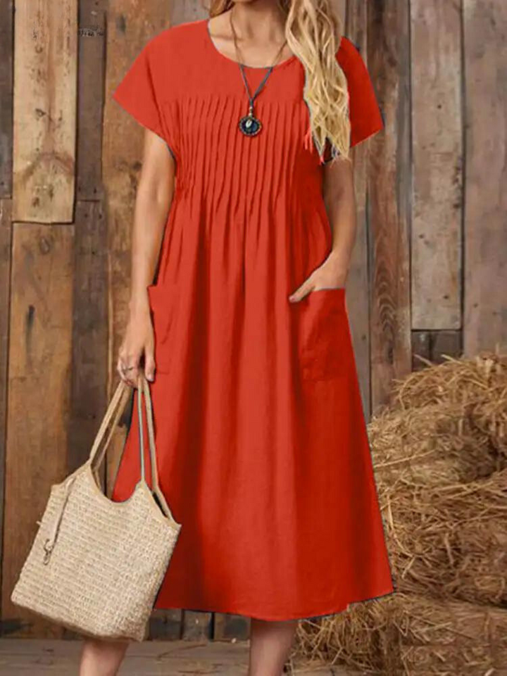 Béatrice® | Robe plissée élégante avec protection du ventre