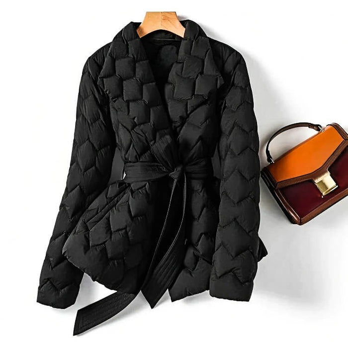Manteau Matelassé Élégant pour femme | Ceinturé Mi-Long