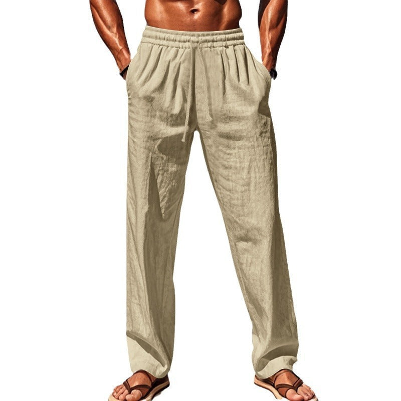 Pantalon en lin coupe décontractée pour homme | Ample