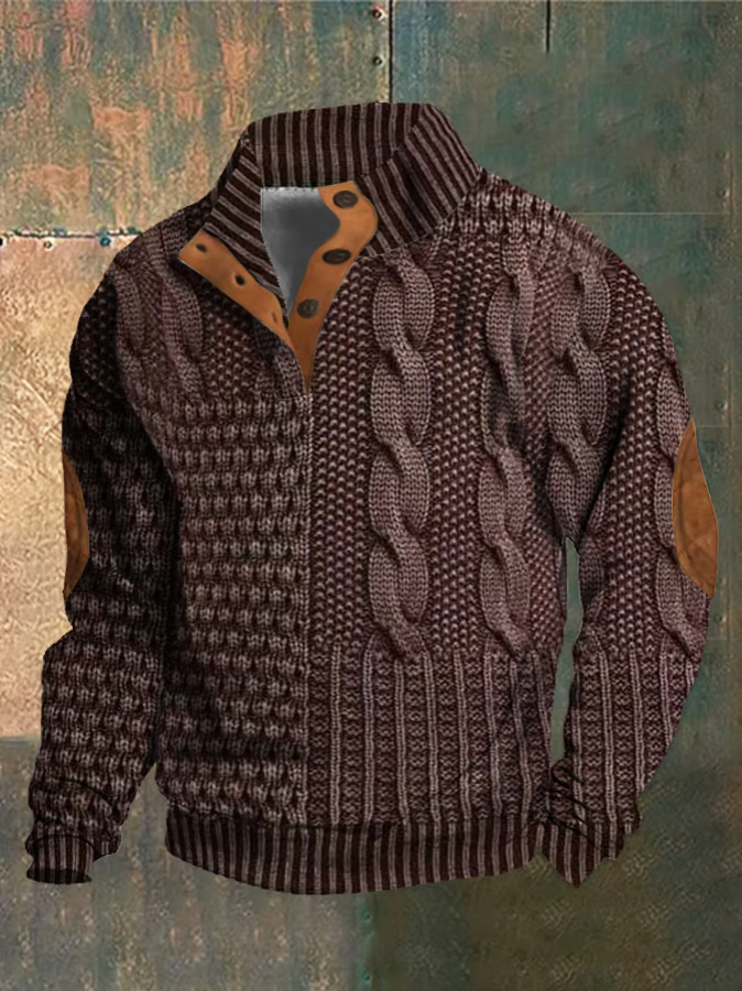 Men's Comfortable Retro Sweater | Button-Down Collar