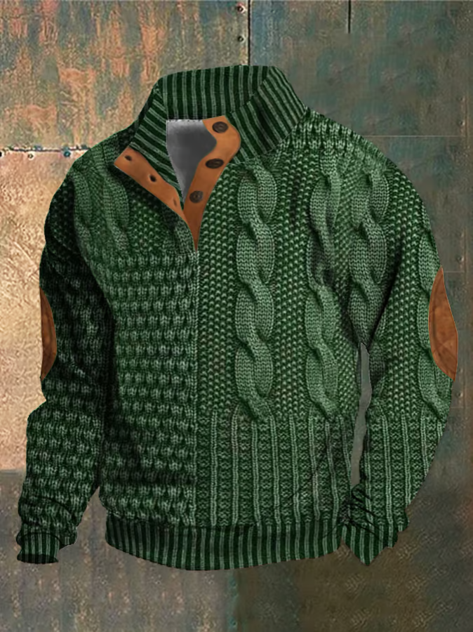 Men's Comfortable Retro Sweater | Button-Down Collar