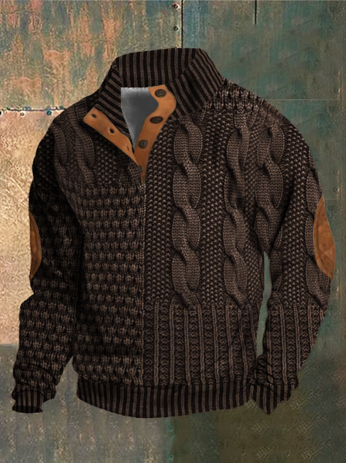 Men's Comfortable Retro Sweater | Button-Down Collar