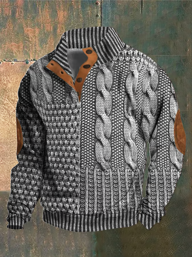 Men's Comfortable Retro Sweater | Button-Down Collar