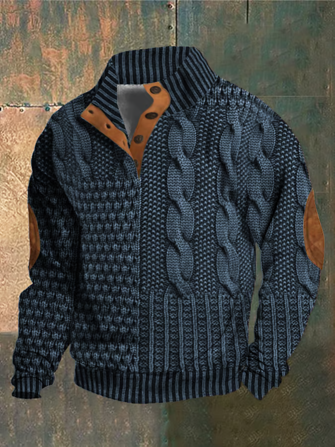 Men's Comfortable Retro Sweater | Button-Down Collar