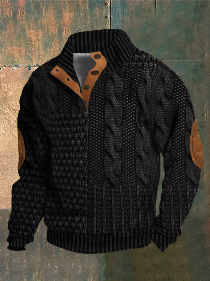 Men's Comfortable Retro Sweater | Button-Down Collar