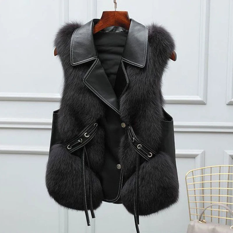 Gilet En Fausse Fourrure Luxueux Pour Femme | Ajustable