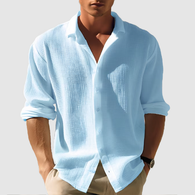 Chemise d’été élégante à manches longues pour homme, idéale pour les journées chaudes         