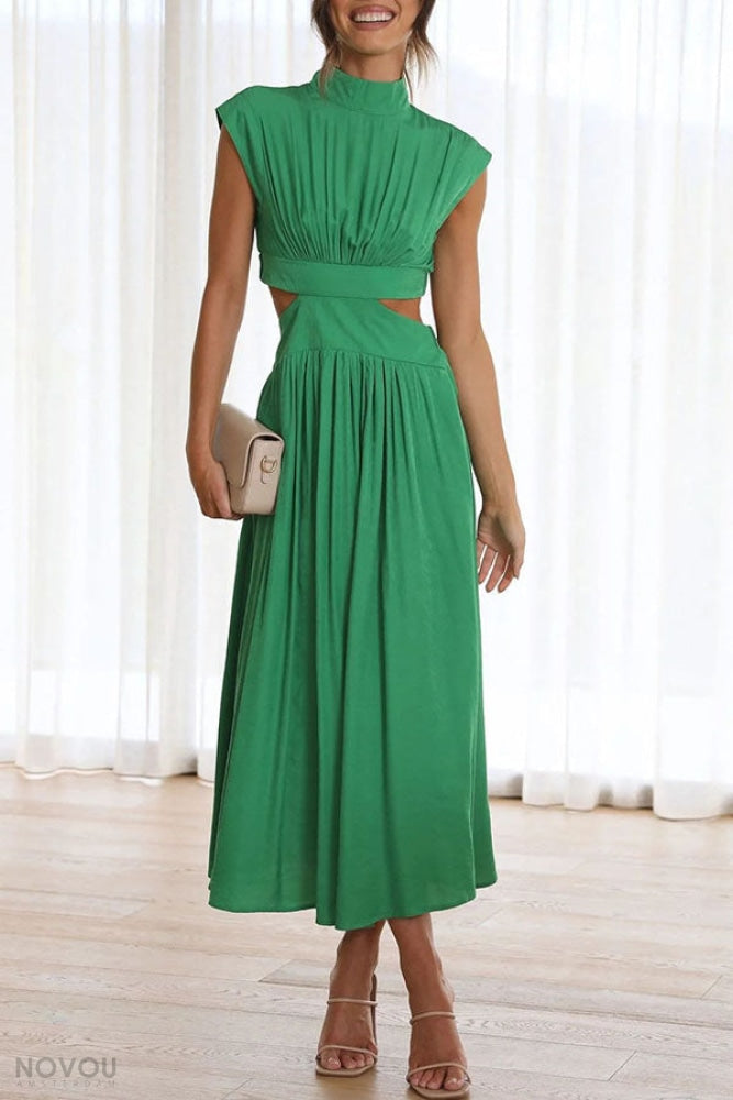 Women's Summer Cutout Turtleneck Dress | Elegant Midi