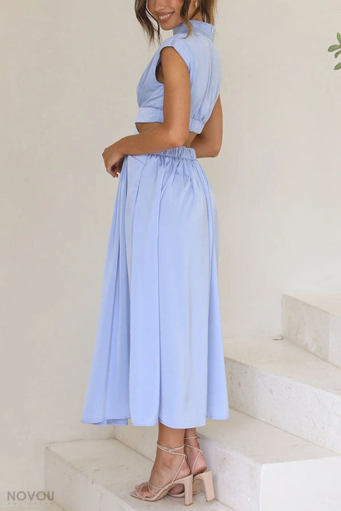 Women's Summer Cutout Turtleneck Dress | Elegant Midi