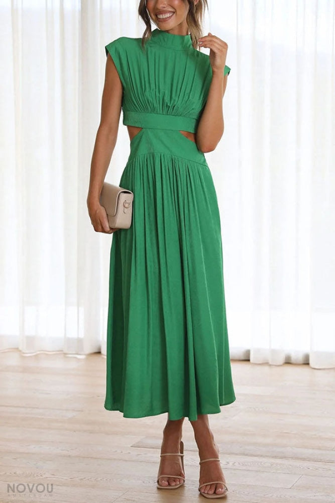 Women's Summer Cutout Turtleneck Dress | Elegant Midi