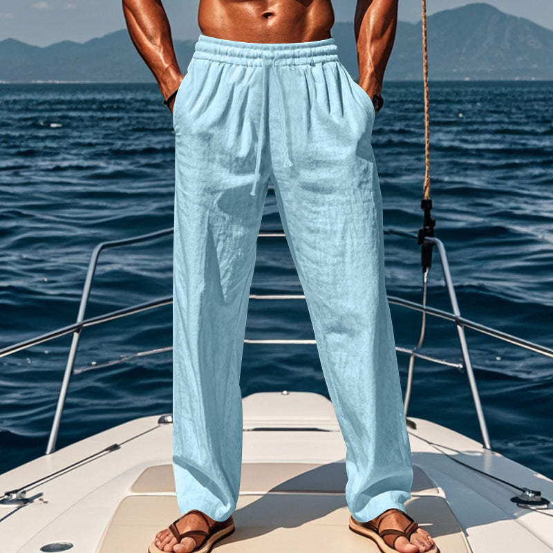 Pantalon en lin coupe décontractée pour homme | Ample