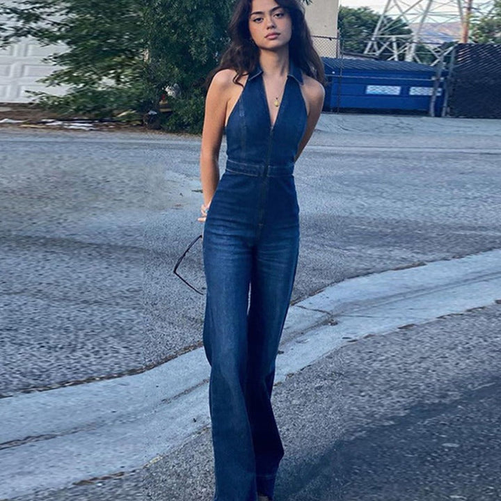 Women's Backless Denim Jumpsuit | Trendy &amp; Comfortable