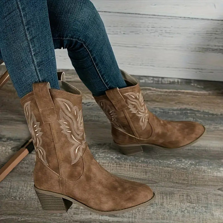 Bottes de cowboy à talons épais, élégantes