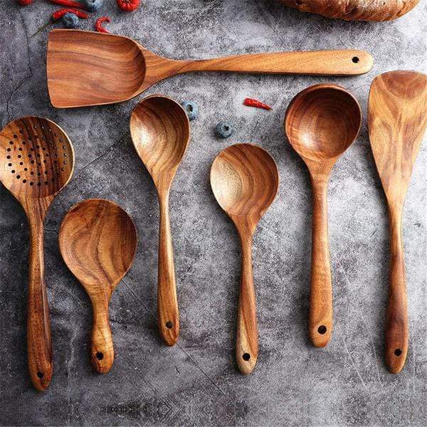 Handcrafted teak wood kitchen utensils | 7 sets