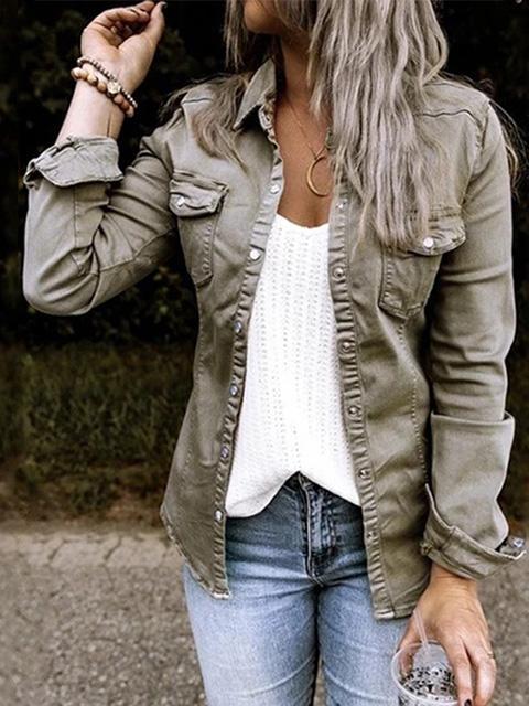 Women's Casual Denim Jacket | Button-Up Shirt Style 