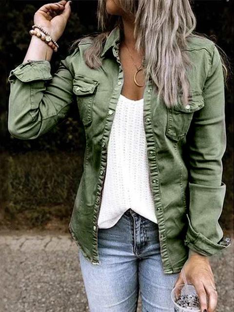 Women's Casual Denim Jacket | Button-Up Shirt Style 