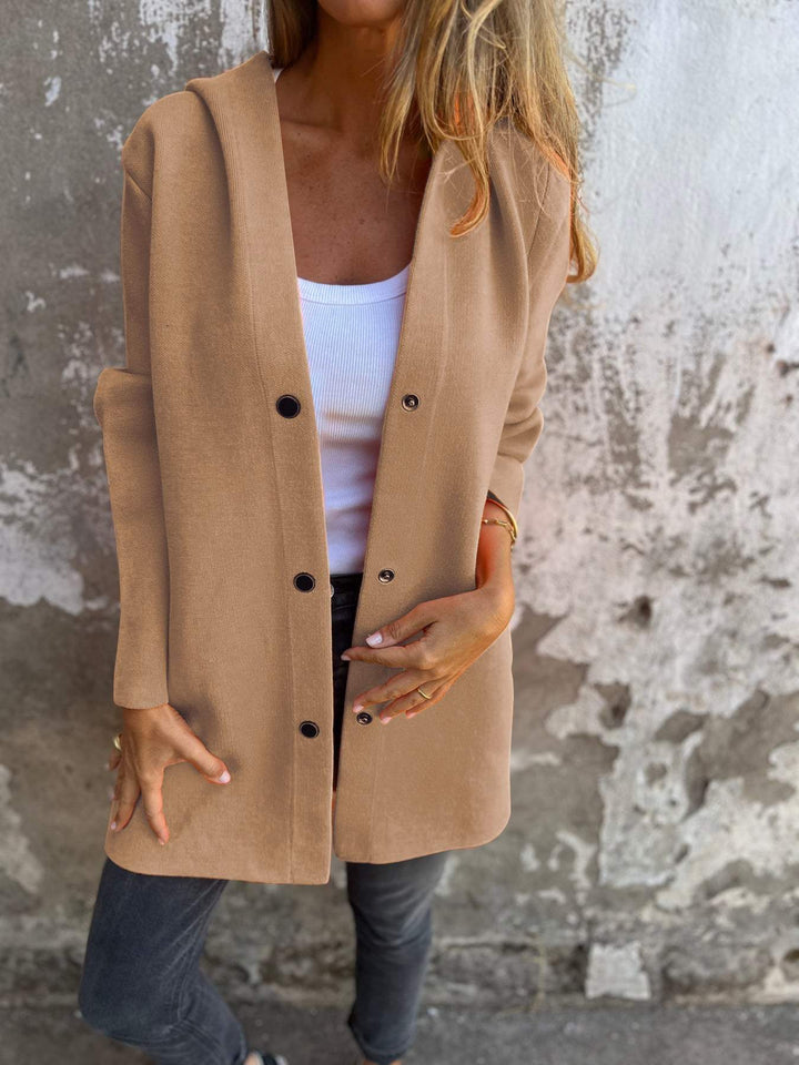 Casual single-breasted hooded jacket