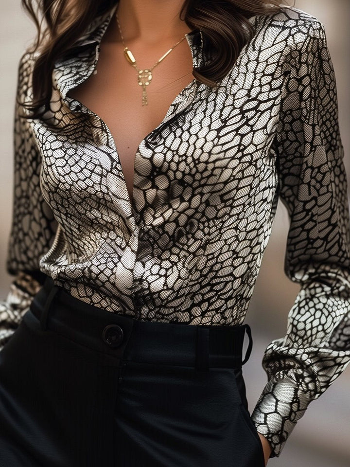 Chemisier Satin Imprimé Moderne | Motif Serpent Classique