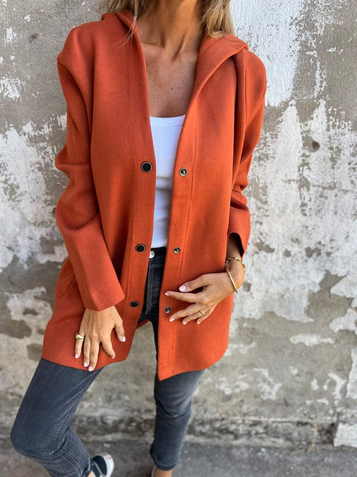 Casual single-breasted hooded jacket