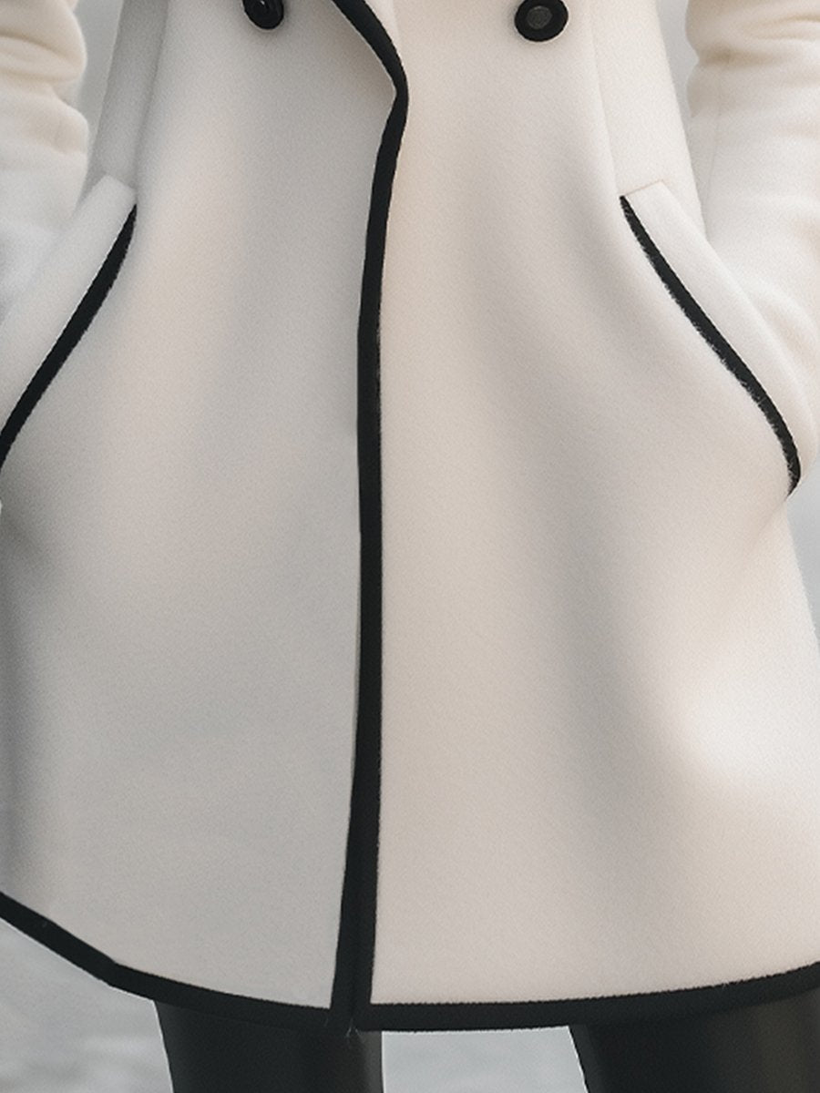 Manteau Croisé Contrasté pour Femme | Élégant