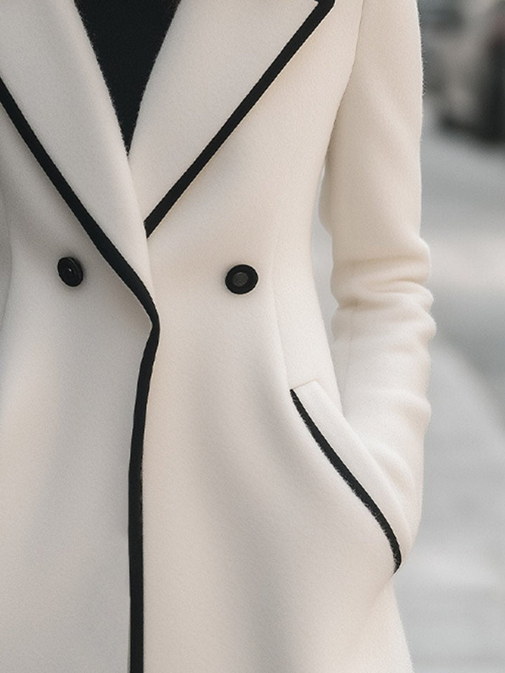 Manteau Croisé Contrasté pour Femme | Élégant