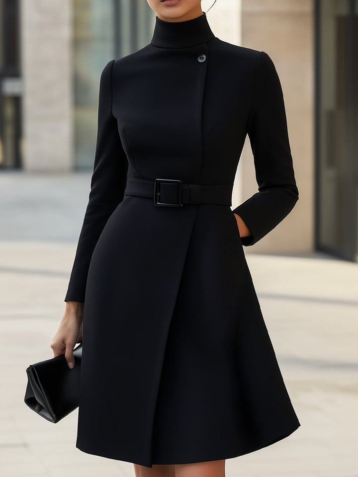 Robe Blazer Ceinturée à Col Montant pour Femme | Midi