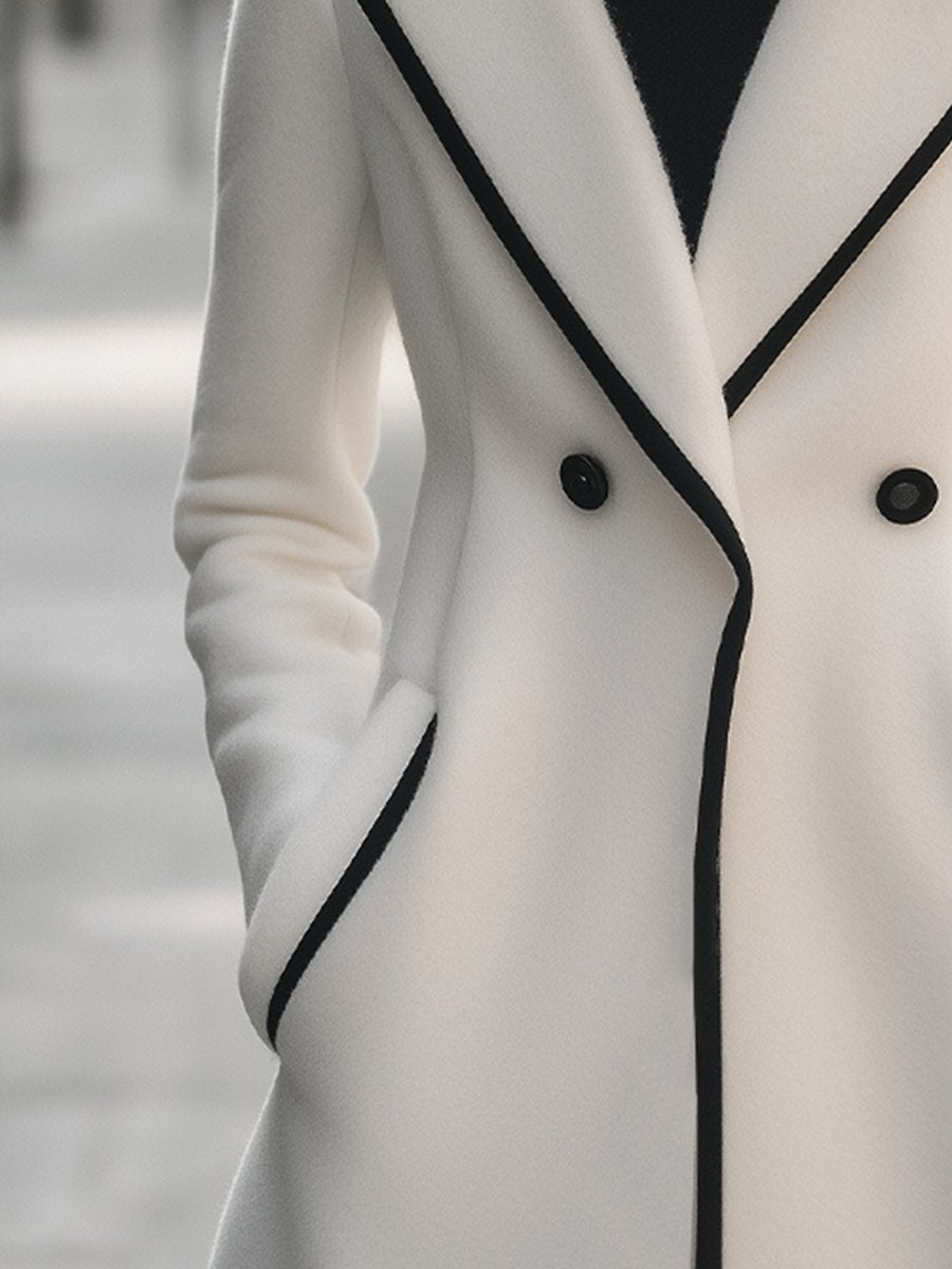 Manteau Croisé Contrasté pour Femme | Élégant