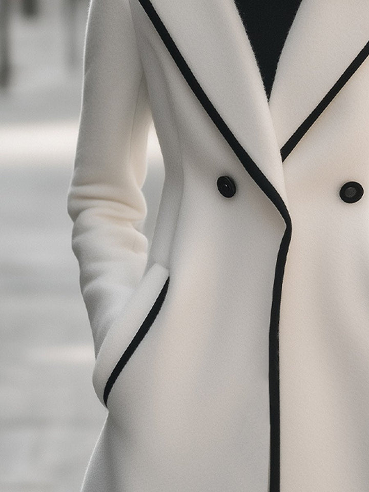 Manteau Croisé Contrasté pour Femme | Élégant