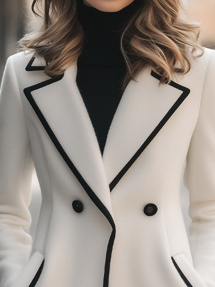 Manteau Croisé Contrasté pour Femme | Élégant