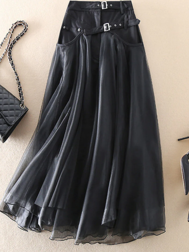 Jupe longue superposée pour femme, élégante et fluide, parfaite pour l'été et les looks tendance        