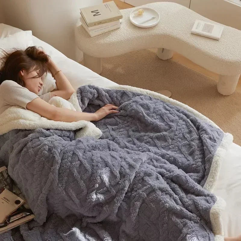 Élégante Couverture d'Hiver en Tissu Épais Aux Détails Raffinés