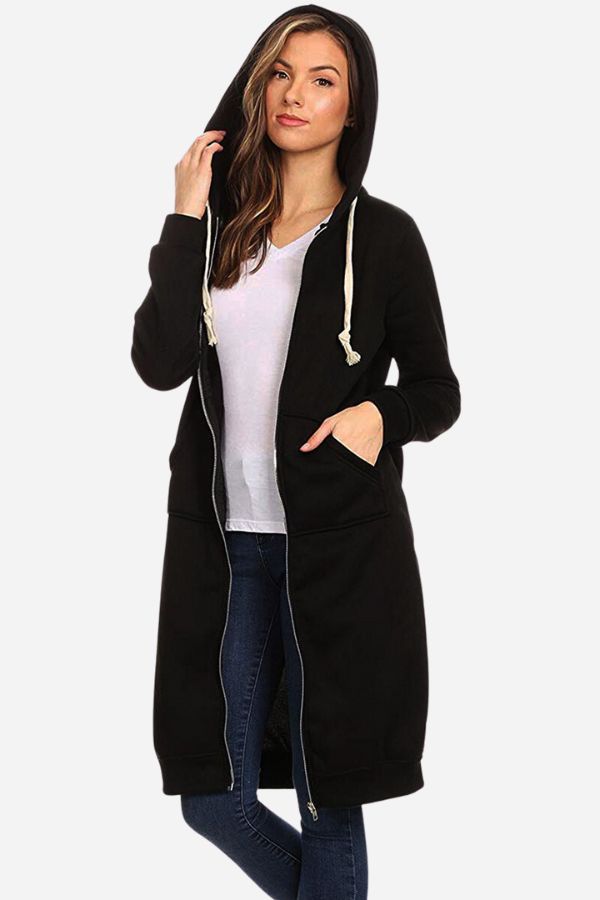 Sweat À Capuche Zippé Oversize Pour Femme | Coupe Longue