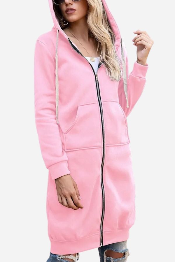 Sweat À Capuche Zippé Oversize Pour Femme | Coupe Longue