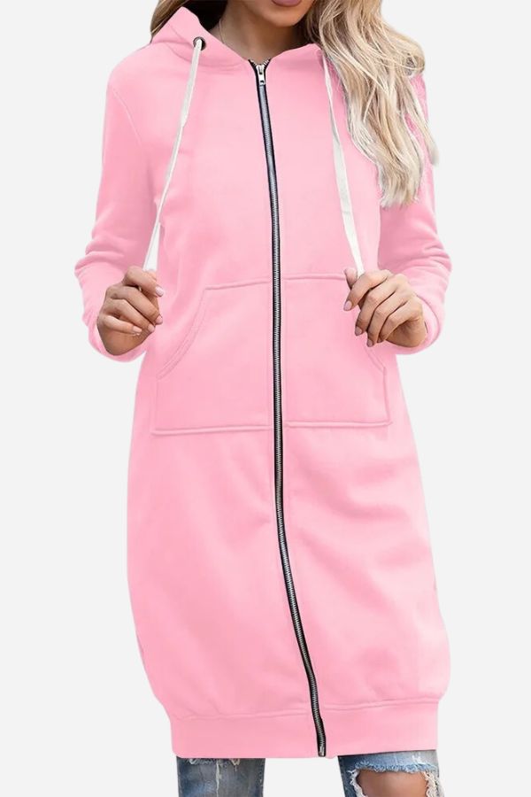 Sweat À Capuche Zippé Oversize Pour Femme | Coupe Longue