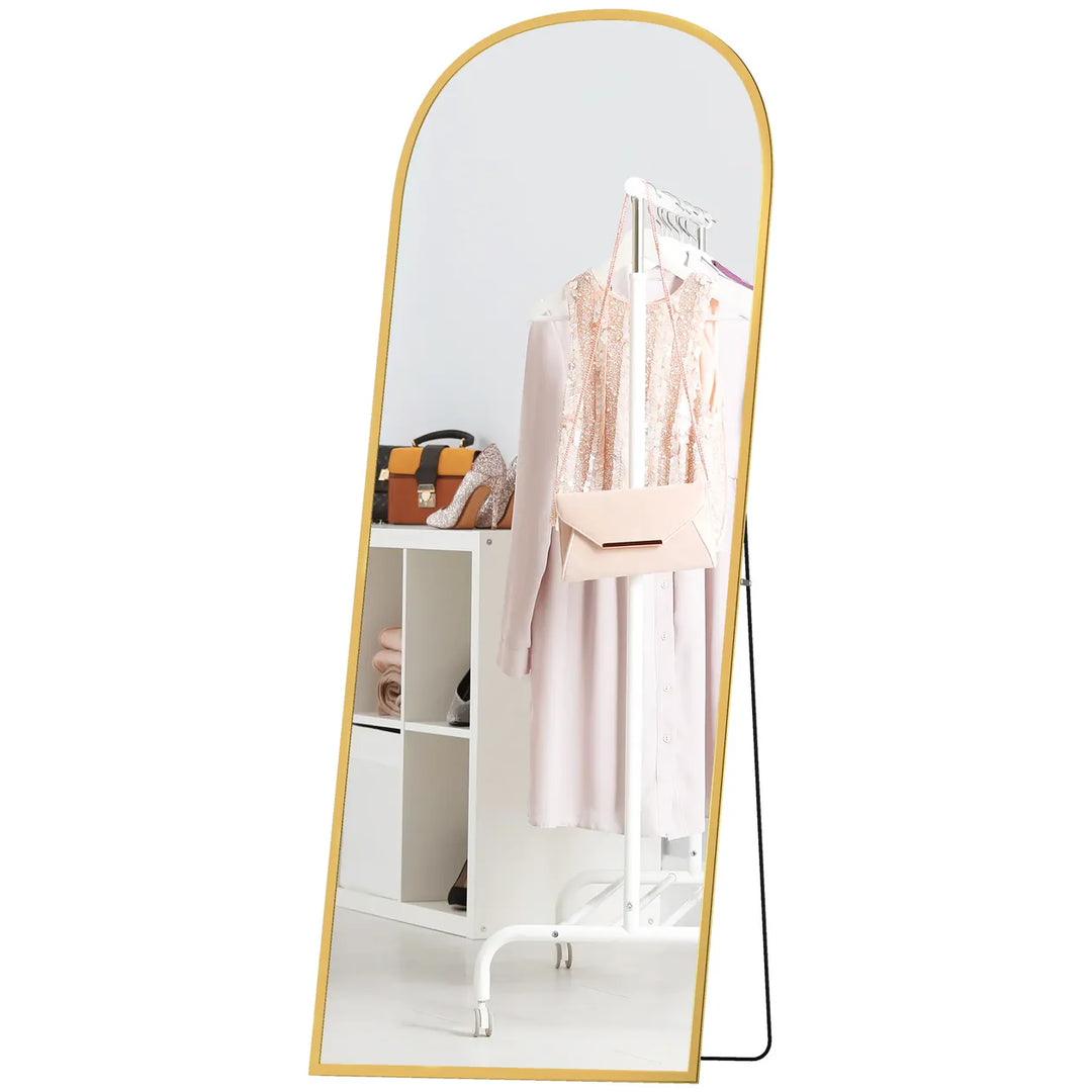 Miroir en Arche Sur Pied | 162,6 x 61 cm | Miroir Plein-Pied | Doré