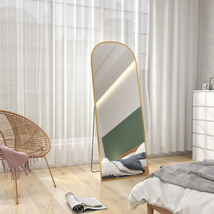 Miroir en Arche Sur Pied | 162,6 x 61 cm | Miroir Plein-Pied | Doré