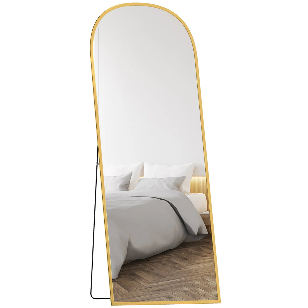Miroir en Arche Sur Pied | 162,6 x 61 cm | Miroir Plein-Pied | Doré