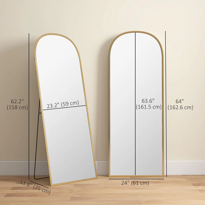 Miroir en Arche Sur Pied | 162,6 x 61 cm | Miroir Plein-Pied | Doré