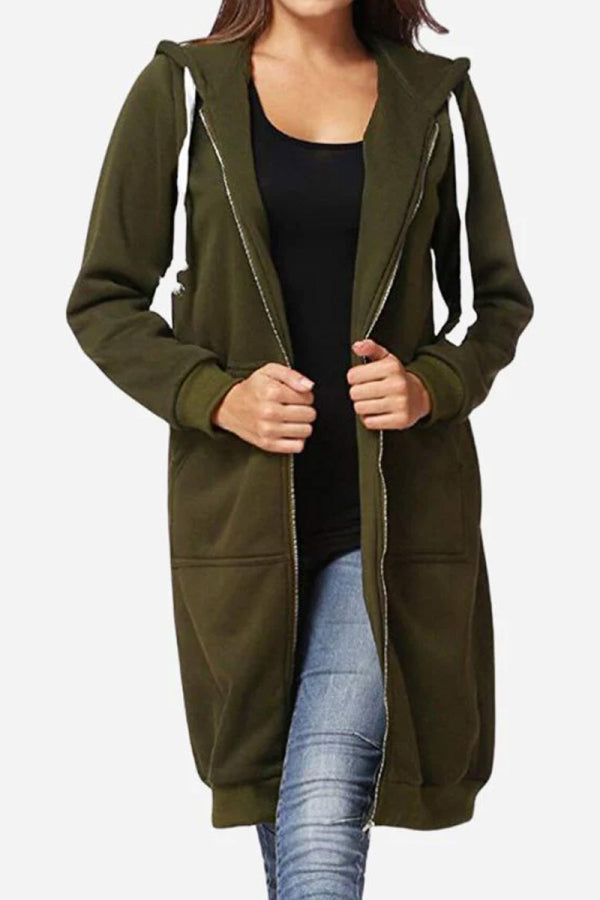 Sweat À Capuche Zippé Oversize Pour Femme | Coupe Longue